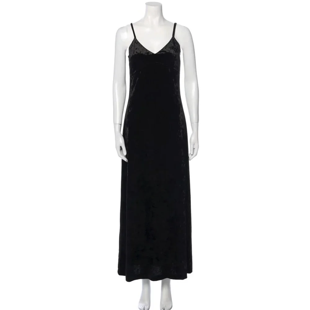 Micheal Kors Serita Maxi Slip Dress Black Velvet US Small